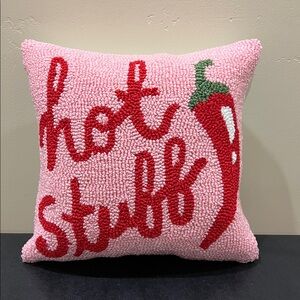 Peking Handicraft | Hooked Sassy Pillow “Hot Stuff” 🌶️ 💋